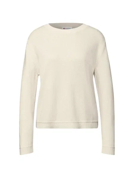 Pulover Street One cu decolteu rotund streetstyle bej