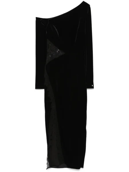 Aksamitna sukienka midi Nissa do kolan garniturowa czarna