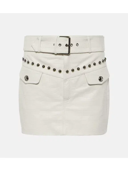 Fustă din piele Alessandra Rich alb