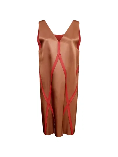 Rochie mini Mm6 Maison Margiela cu decolteu în V maro