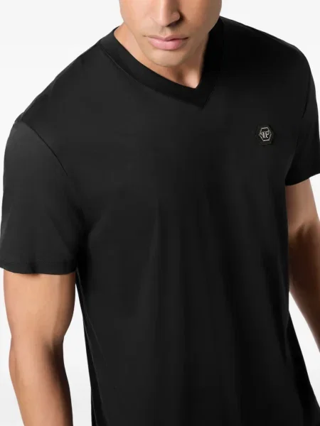 Tricou Philipp Plein cu decolteu în V negru