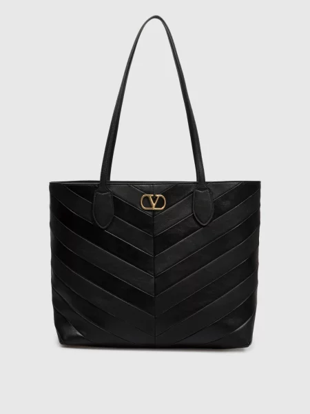 Кожаная сумка шоппер Valentino черная