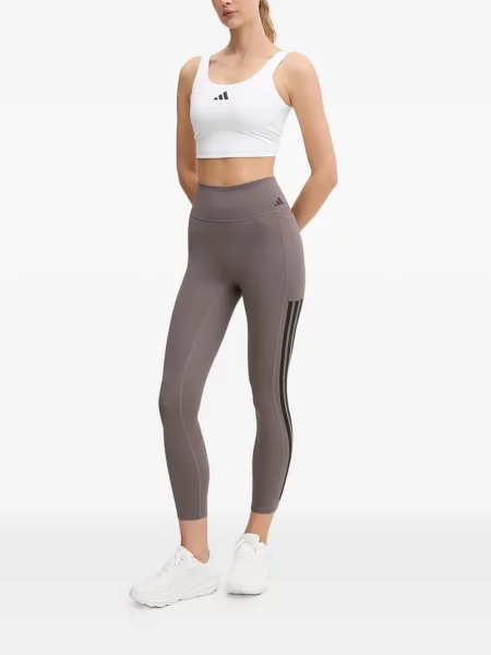 Ριγέ τρέξιμο μπλούζα Adidas από διχτυωτό κόκκινο