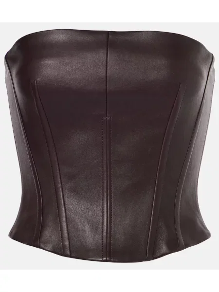 Top Stouls din piele roșu