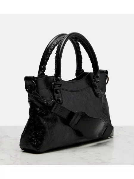 Top Balenciaga din piele negru