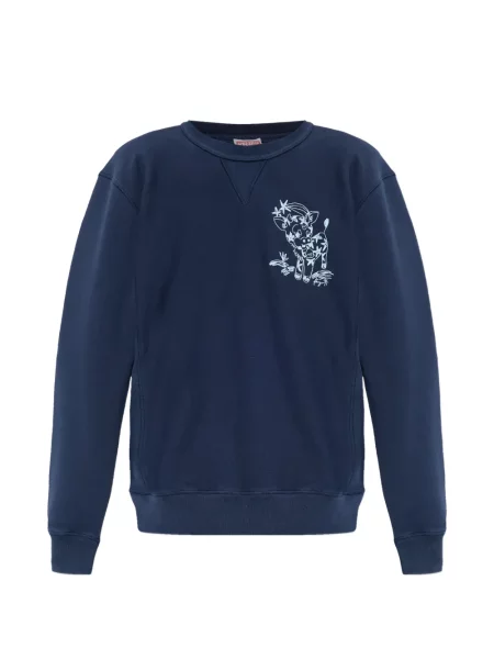 Hanorac crewneck Kenzo cu broderie albastru