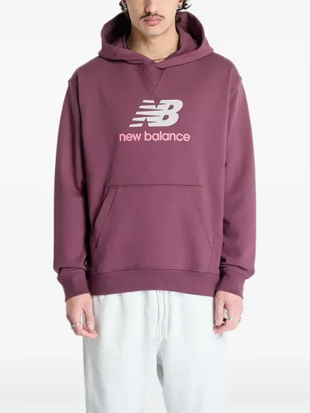 Δερμάτινο πλισέ hoodie New Balance με σχέδιο μαύρο
