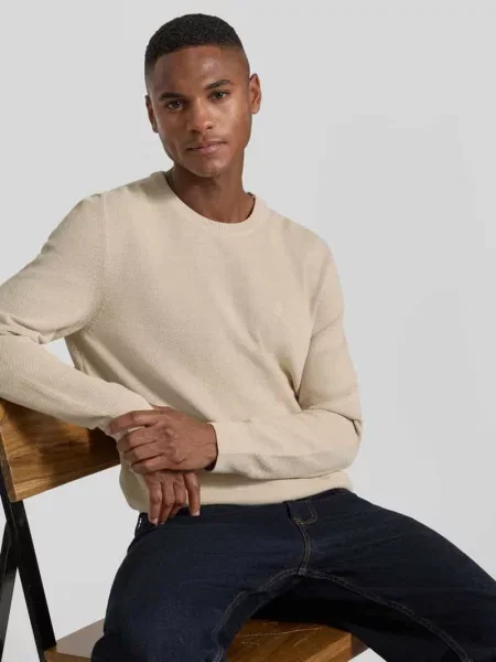 Sweter z dzianiny o kroju regular fit z czystej bawełny Marc O'polo beżowy
