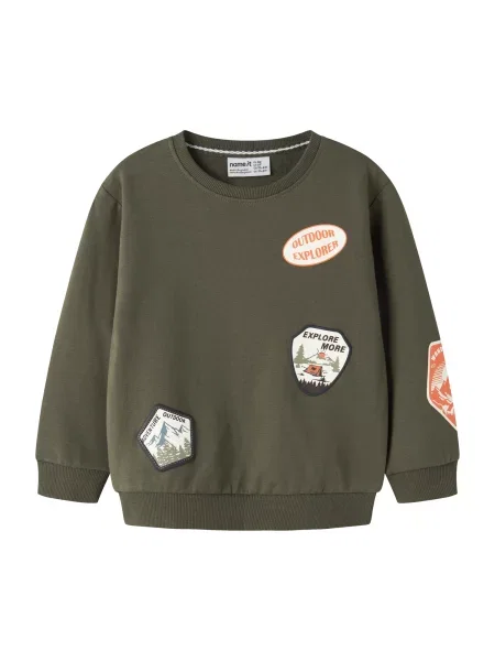 NAME IT Sweater majica NMMOLE kaki bijela