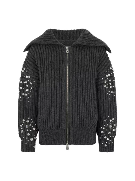 Kardigan Pinko z kryształkami wełniany szary
