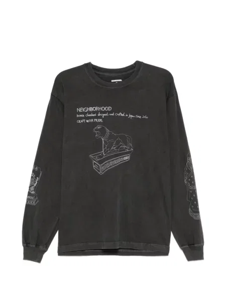 Lung tricou Neighborhood cu imagine gri
