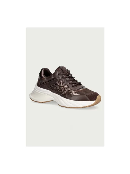 Sneakersy Pinko skórzane brązowe