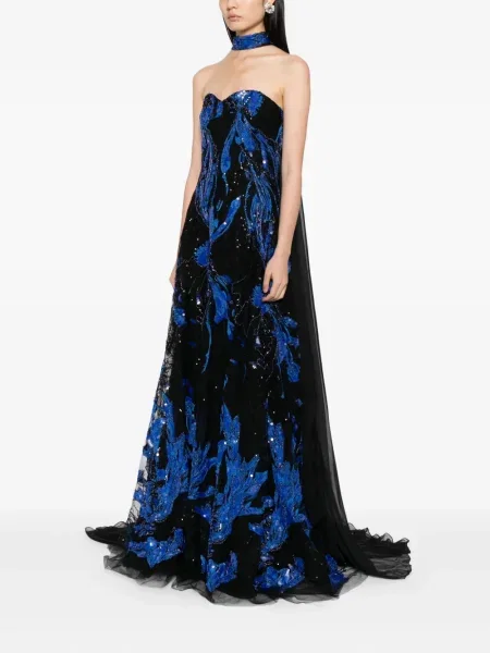 Rochie Saiid Kobeisy cu broderie de costum albastru