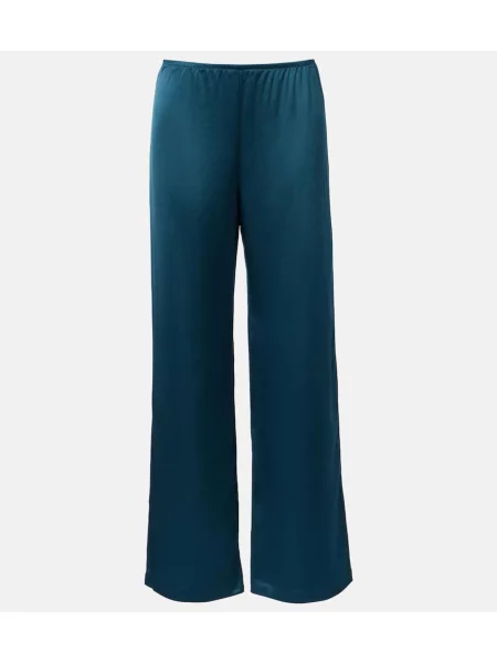 Pantaloni Leset din satin albastru
