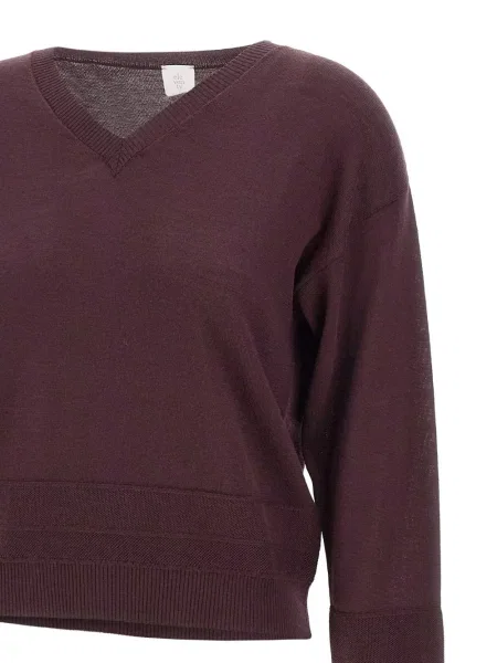 Pulover Eleventy de lână cu decolteu în V roșu