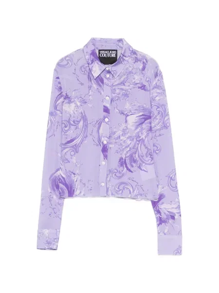 Cămașă din denim Versace Jeans Couture cu imagine violet