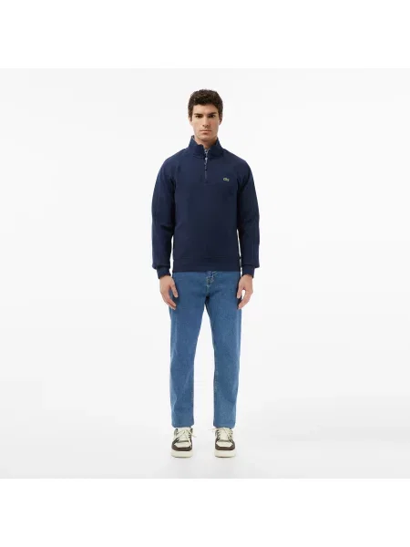 Lacoste Bluza Half Zip Classic Fit Granatowa niebieski