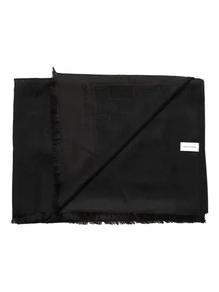 Fular Ferragamo cu franjuri negru