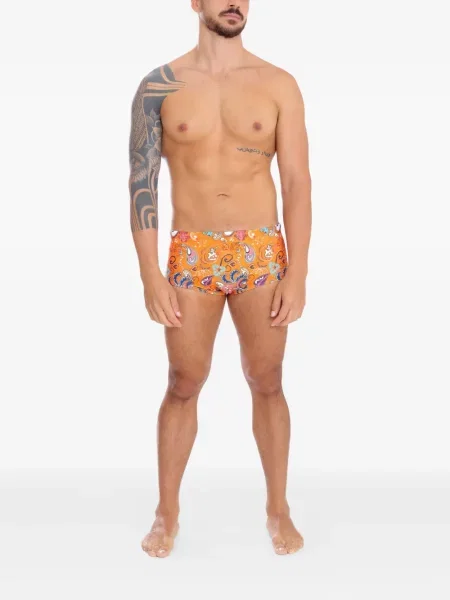 Slip de baie Amir Slama cu imagine cu model paisley portocaliu