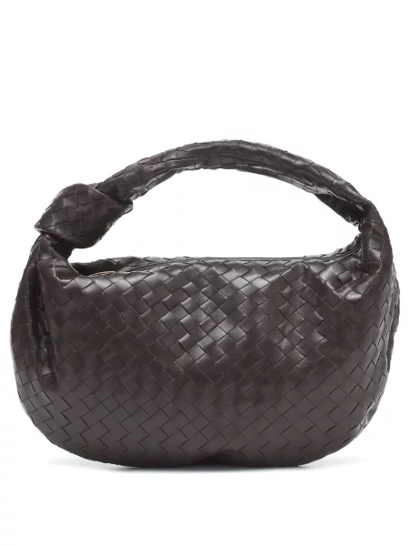 Кожена кожена чанта Bottega Veneta Handle кафяво