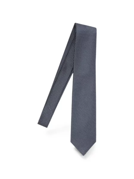 Cravată Tom Ford de mătase cu imprimeu geometric albastru