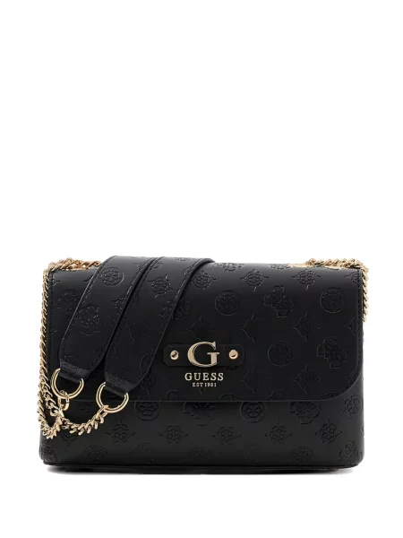Чанта за през рамо Guess с автограф черно