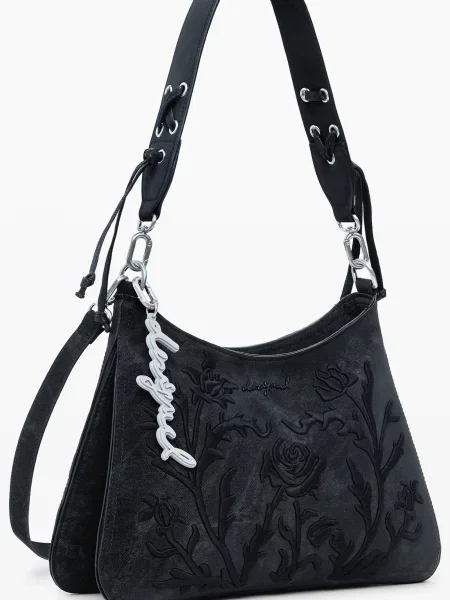 Kvetinová crossbody kabelka Desigual čierna