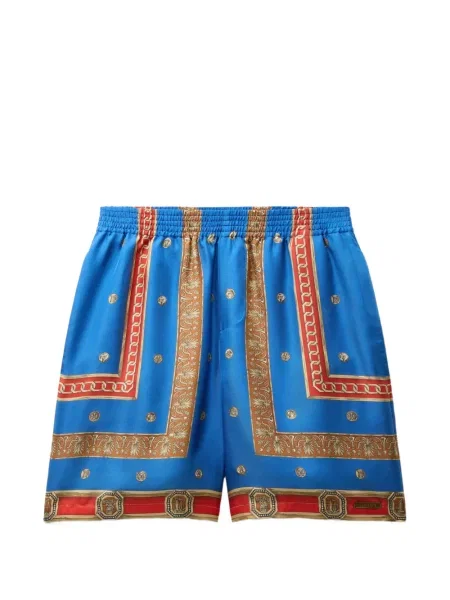 Pantaloni scurți Versace de mătase albastru