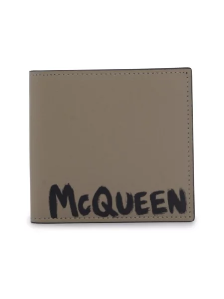 Portfel Alexander Mcqueen skórzany beżowy