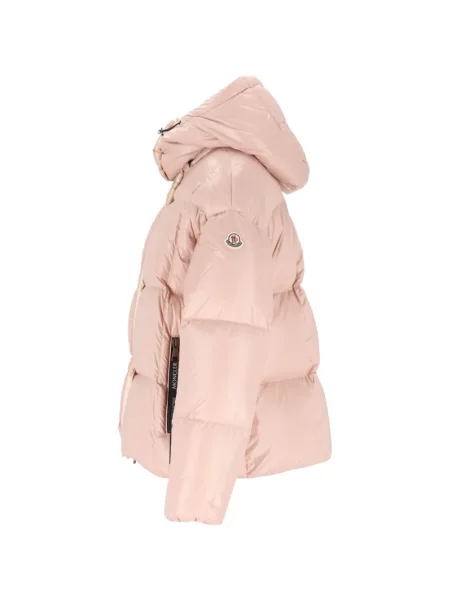 Scurt geacă cu puf Moncler cu glugă roz