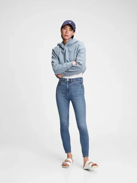 Skinny fit džínsy Gap s vysokým pásom modrá