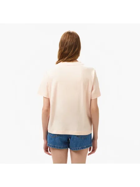 Lacoste T-Shirt Z Okrągłym Dekoltem Loose Fit jasnoróżowy