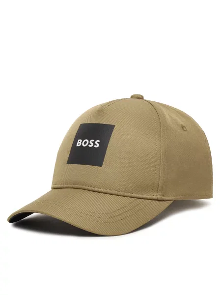 Шапка с козирка BOSS Тъмнобежов