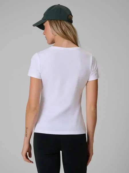 T-shirt slim gładki 4F biała