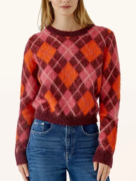Dzianinowy sweter Oui pomarańczowy