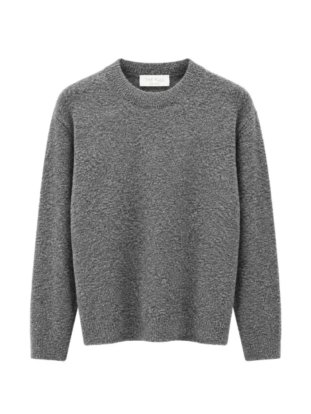 Bouclé pulover The Pull cu decolteu rotund gri
