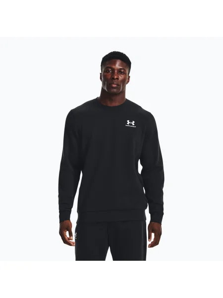 Bărbați Under Armour Essential Fleece Crew tricou negru/alb pentru bărbați alb