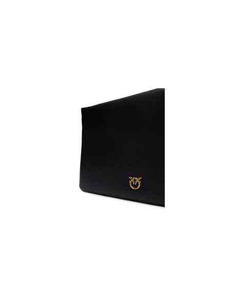 Pinko crossbody torbica usnjena črna