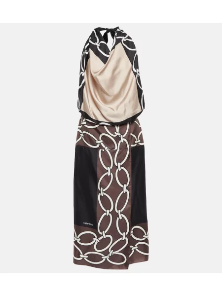 Jedwabna sukienka midi Valentino z nadrukiem do kolan