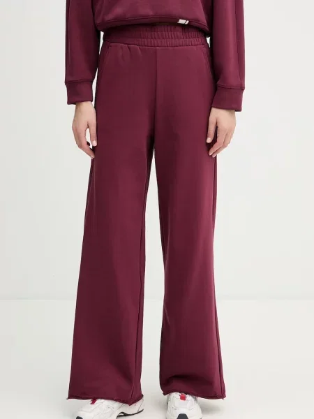 United Colors of Benetton spodnie dresowe z bawełną bordowe