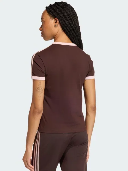 ADIDAS ORIGINALS Majica 3 STRIPES SLIM čokolada / rosé smeđa