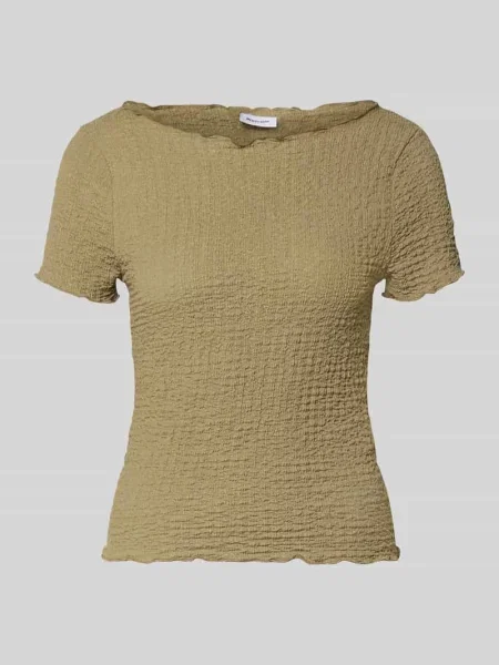 T-shirt o kroju slim fit z fakturowanym wzorem model Alora' Noisy May brązowa