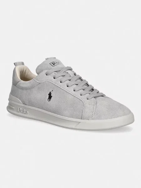 Polo Ralph Lauren Hrt Crt Rib sneakers din piele întoarsă gri