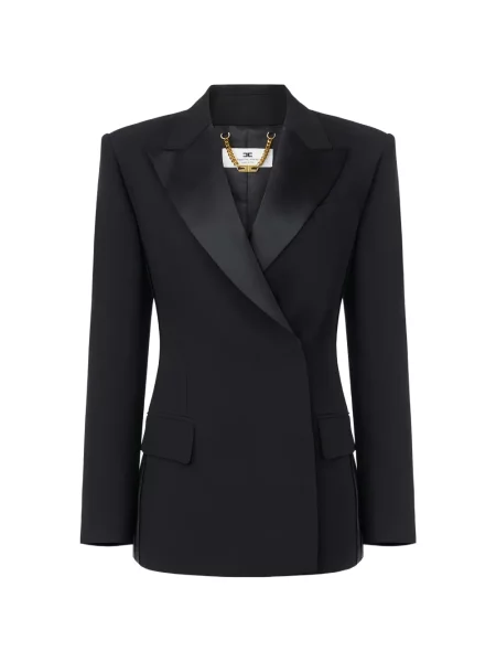 Сатенен блейзър Elisabetta Franchi двуредно черно