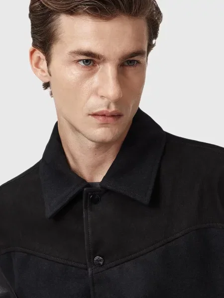Kožená bunda AllSaints ENDLETON čierna