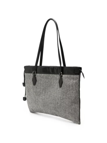 Geantă Jimmy Choo cu model herringbone cu cordon alb