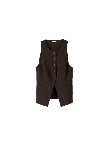 Bershka Vestă de costum maro închis / închis gri