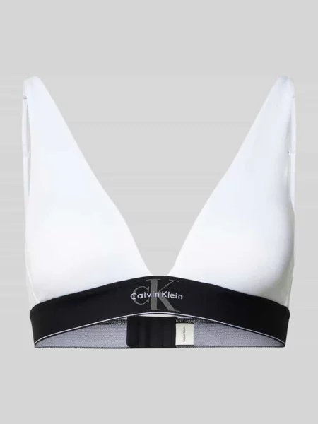 Biustonosz w kroju slim fit z haftowanym logo Calvin Klein Underwear biały