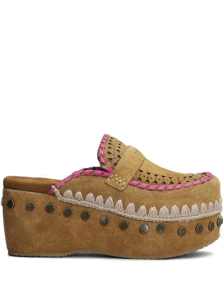 Saboți Mou din piele de căprioară maro