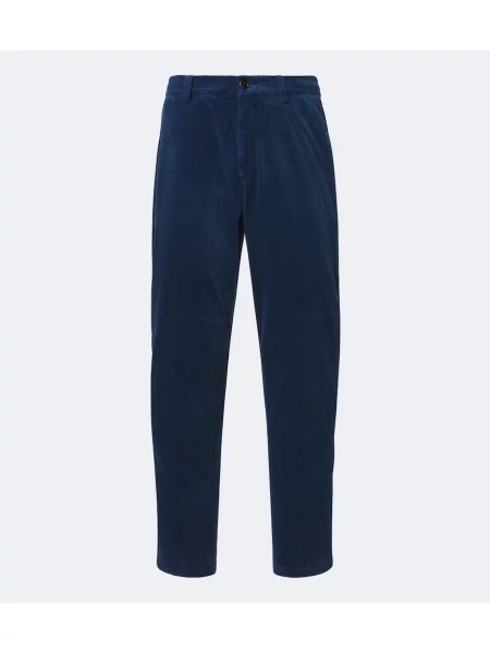 Pantaloni Brunello Cucinelli de catifea cord albastru